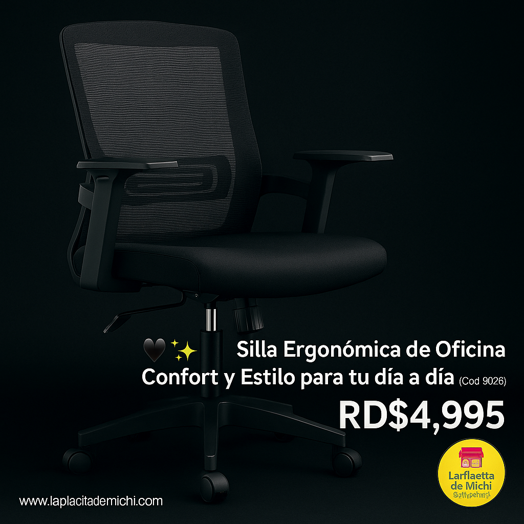 🖤✨ Silla Ergonómica de Oficina – Confort y Estilo para tu día a día ✨🖤
(Cód.9026)

💰RD$4,995