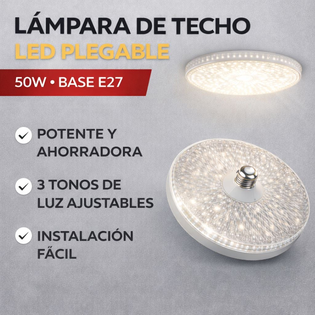 🔴💡 LÁMPARA  ELEGANTE DE TECHO LED PLEGABLE – 50W POTENCIA REAL 💡🔴 (Cod.66046)

💰RD$995