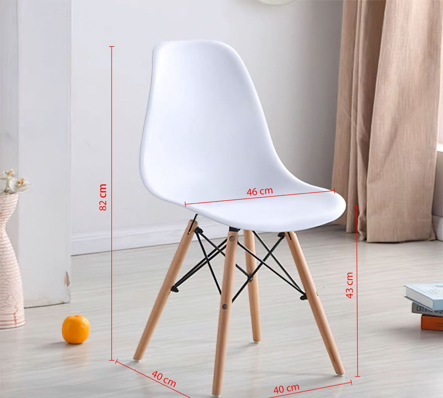 🪑✨ SILLA MODERNA ERGONÓMICA BLANCA CON PATAS DE MADERA ✨🪑
(Cod. 012-3)

💰RD$1,995