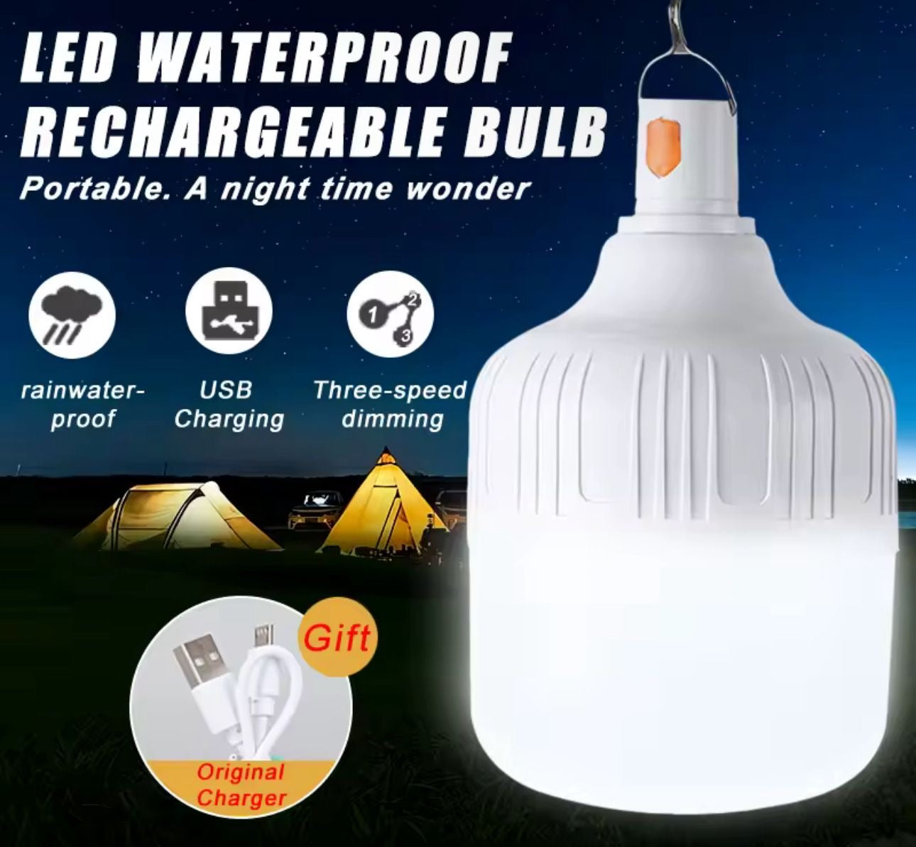 💡 Bombilla LED Recargable – ¡Luz en cualquier lugar! (Cod.033) (40w)