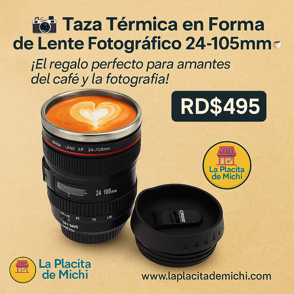 📸☕ Taza Térmica en Forma de Lente Fotográfico 24-105mm ☕📸
¡El regalo perfecto para amantes del café y la fotografía!

💰 RD$495