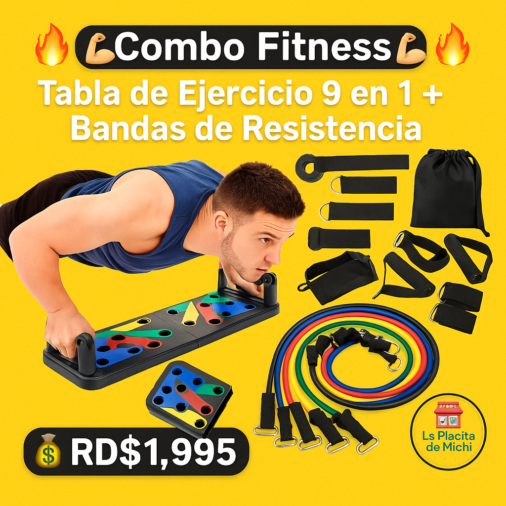 🔥💪🏼Combo Fitness💪🔥
Tabla de Ejercicios 9 en 1 + Bandas de Resistencia

💰 RD$1,995 

¡Lleva tu entrenamiento al siguiente nivel desde casa! 🏠💥