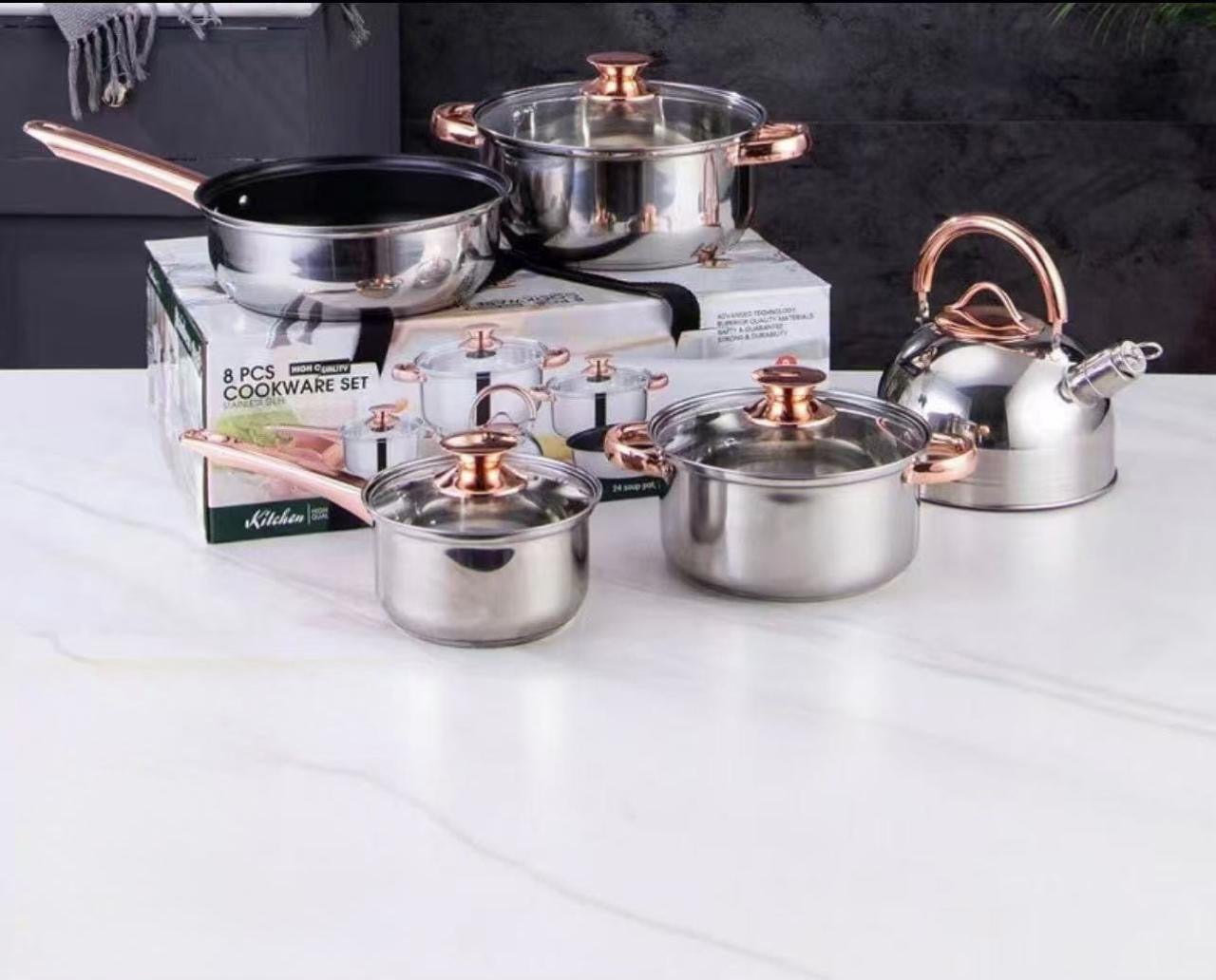 🍳✨ JUEGO DE OLLAS DE ACERO INOXIDABLE 8 PIEZAS – COCINA COMO UN PRO ✨🍳 (CJ-141)

💰RD$3,795