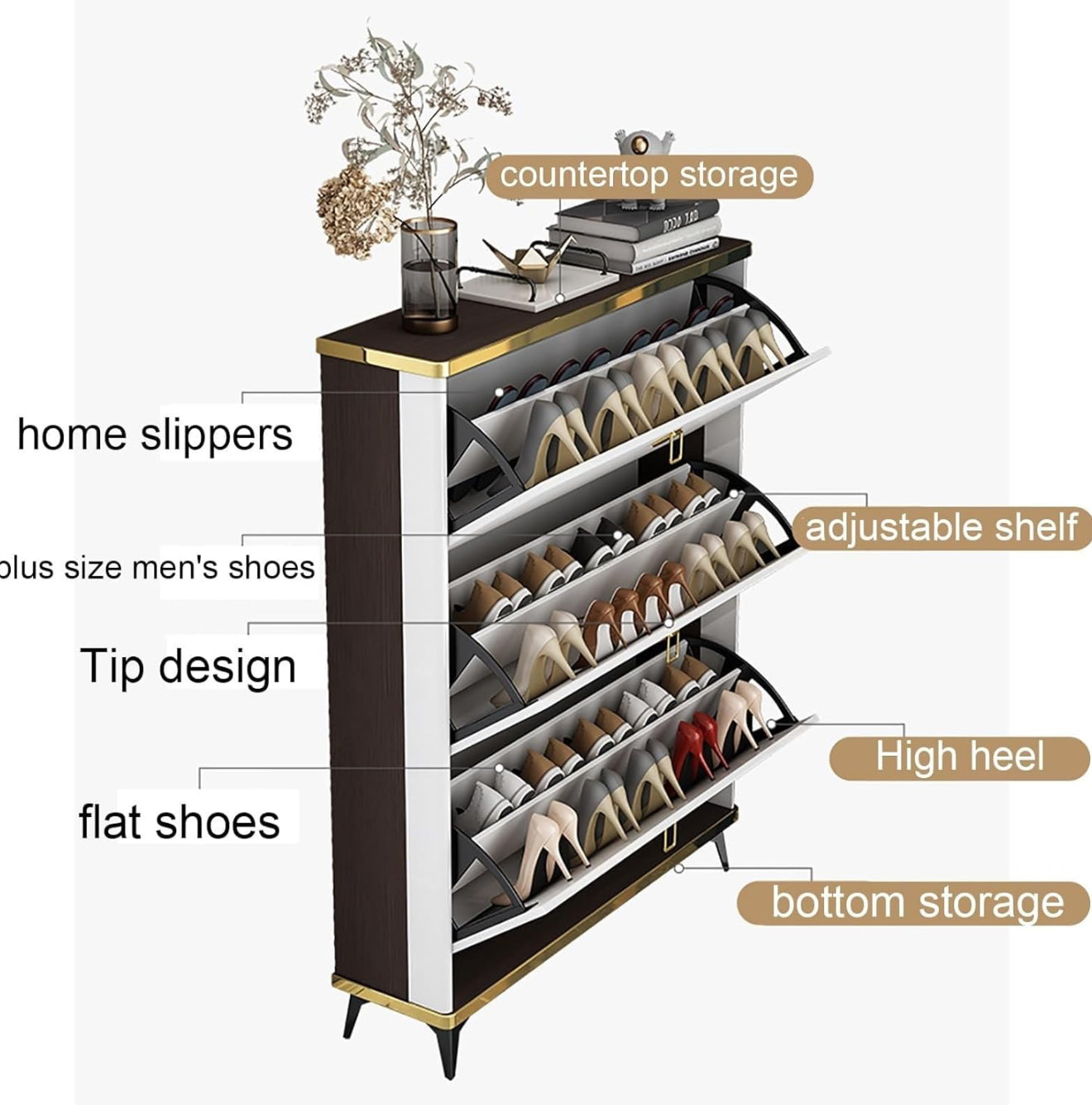 ⭐ Zapatera Premium de 3 Niveles – Diseño Moderno Blanco & Dorado ⭐ (Cod.23861-1)

💰RD$3,495