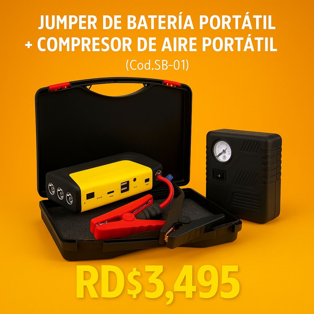 Jumper de Batería Portátil + Compresor de Aire Portátil (Cod.SB-01)