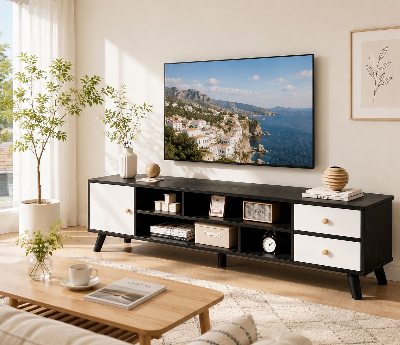🖥️✨ MUEBLE DE TV MODERNO NEGRO Y GAVETAS BLANCO (120 CM) – ORDEN, ESTILO Y FUNCIONALIDAD ✨🖥️ (Cod. 2509206-4)

💰RD$3,495
