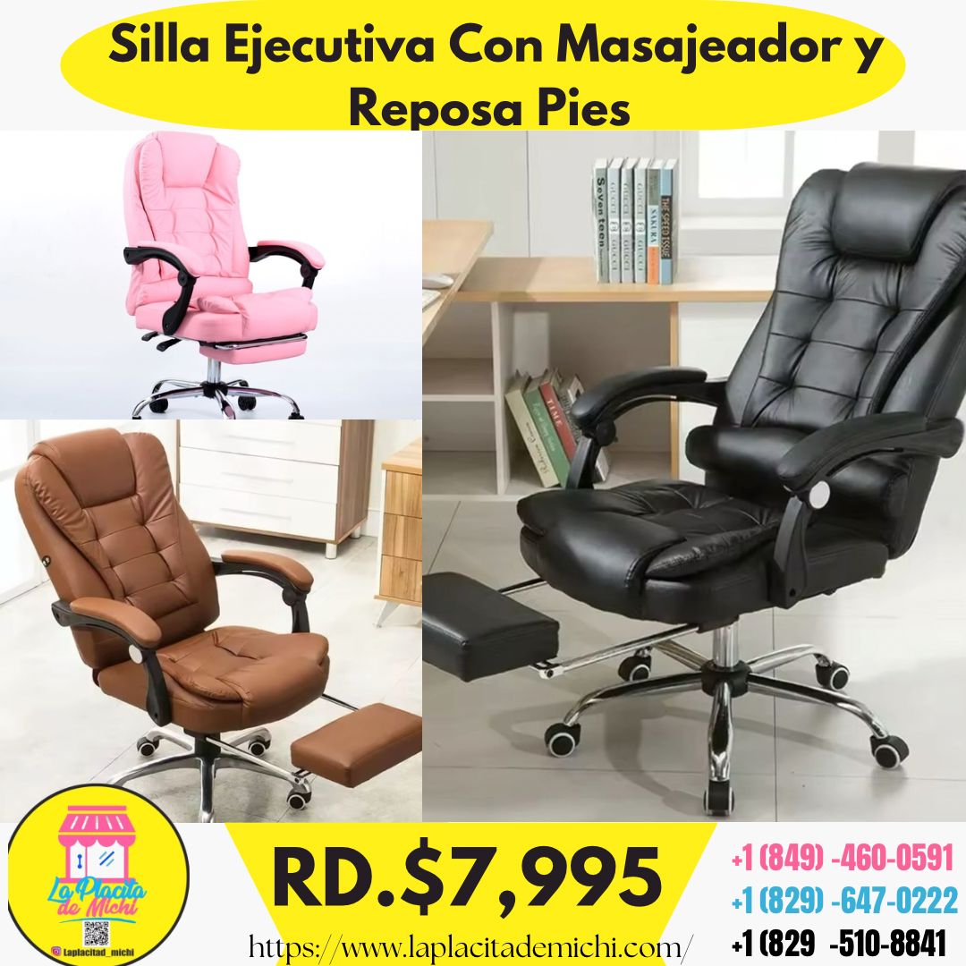 Silla Ejecutiva Con Masajeador y Reposa Pies