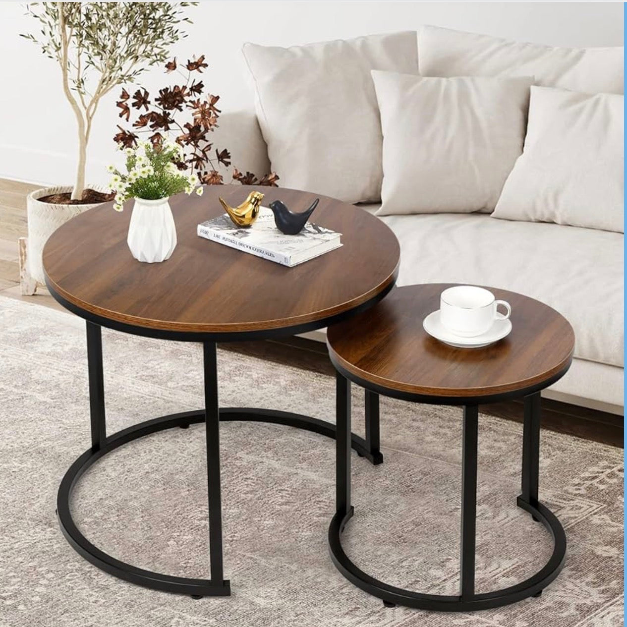 ✨ Juego de 2 Mesas Auxiliares Redondas – Diseño Moderno y Funcional ✨(Cod. CJ620) 

💰RD$3,495
