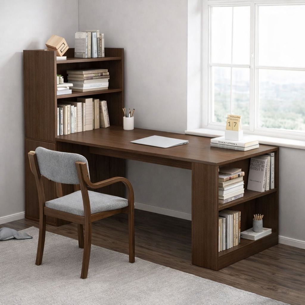 ✨ Escritorio con Estantería Lateral y Superior – Diseño Moderno Multifuncional (Cod.823708 Marrón)✨

💰RD$4,995