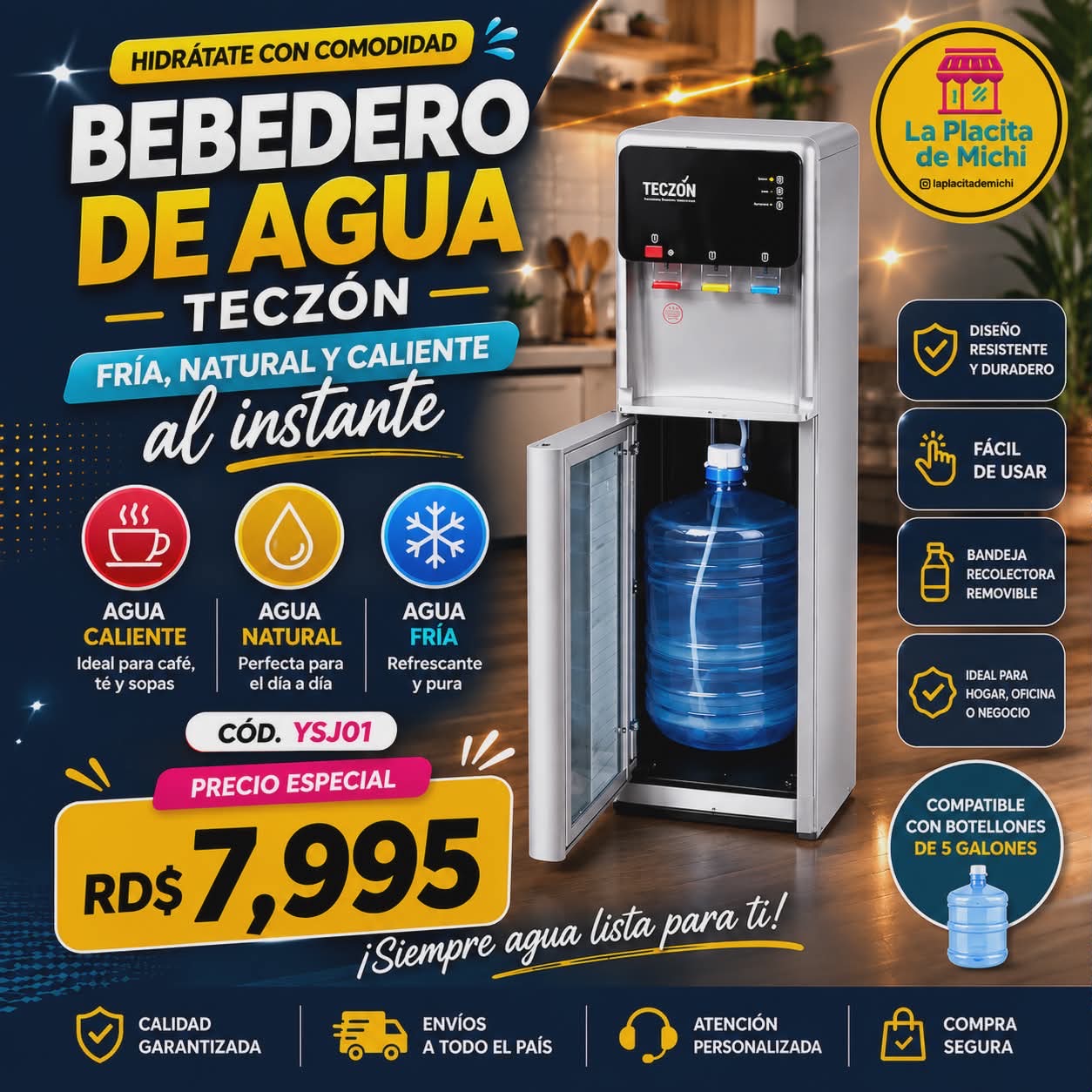 💧✨ BEBEDERO DE AGUA TECZÓN – FRÍA, NATURAL Y CALIENTE AL INSTANTE ✨💧(Cod.YSJ01)

💰 Precio: RD$7,995