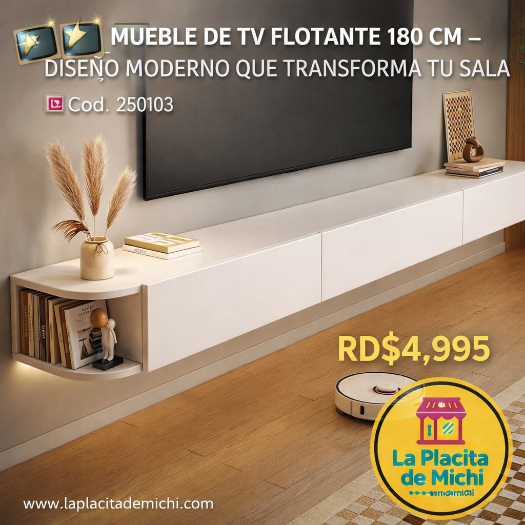 📺✨ MUEBLE DE TV FLOTANTE 180 CM – DISEÑO MODERNO QUE TRANSFORMA TU SALA ✨📺
🆔 Cod. 250103

💰 RD$4,995