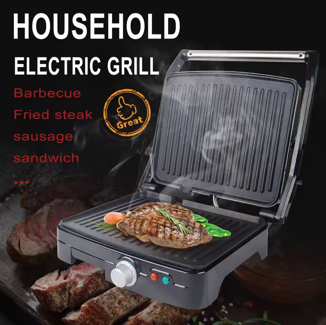 🍞🔥 Máquina de Pan y Tostadora Multiuso 
Parrilla Eléctrica 2 en 1 (Cod.sk-08103) (1000w) -110v