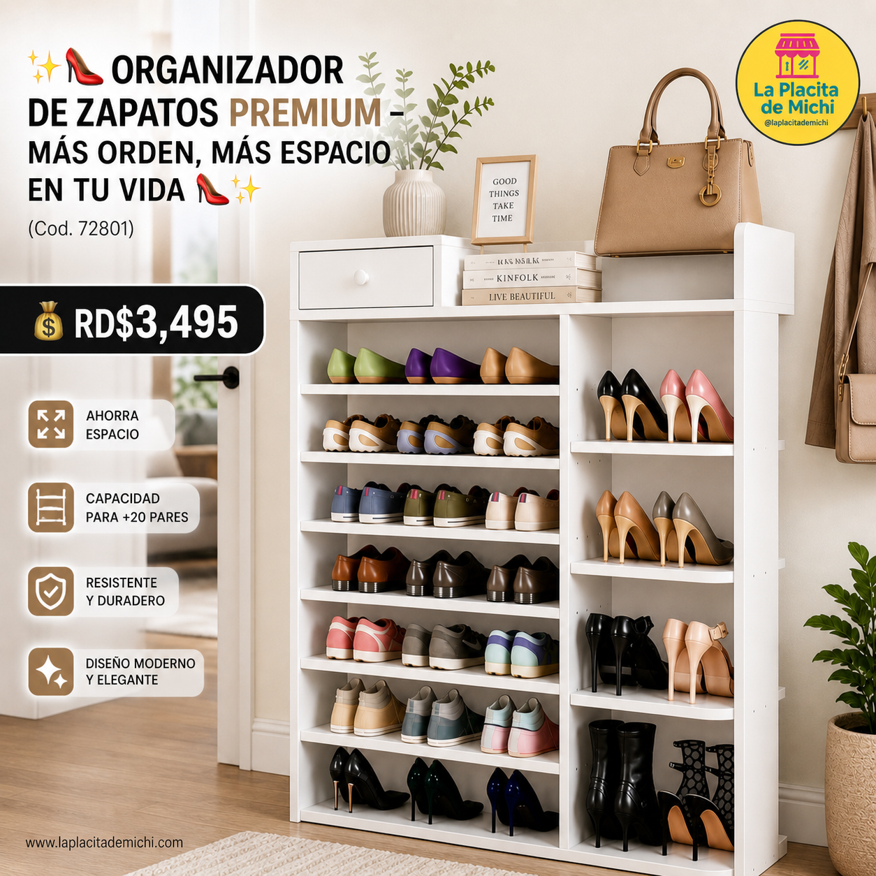 ✨👠 ORGANIZADOR DE ZAPATOS PREMIUM – MÁS ORDEN, MÁS ESPACIO EN TU VIDA 👠✨(Cod. 72801)

💰RD$3,495
