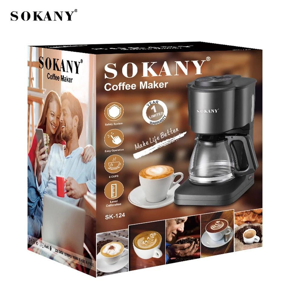 ☕ Cafetera Eléctrica Sokany SK-124 (750ml / 6 Tazas)

💰 Precio: RD$1,795