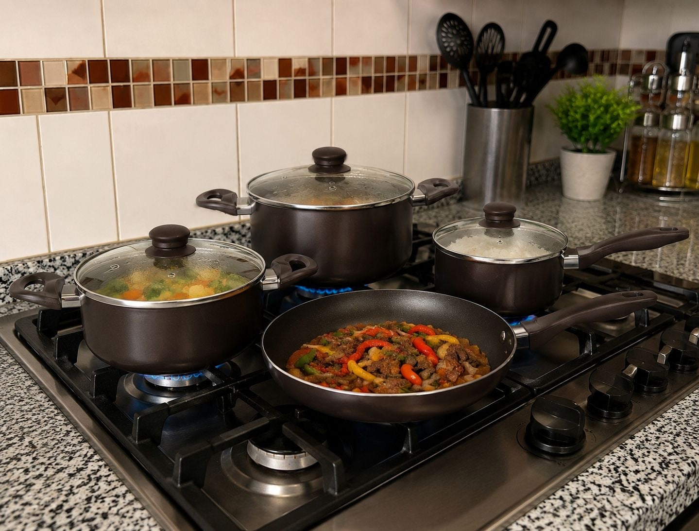 🍳✨ *JUEGO DE OLLAS GRANITE COOKWARE  DE NYLON DE 13 PIEZAS – ELEGANCIA Y DURABILIDAD PARA TU COCINA* ✨🍳
(Cod. Nylon) 

💰RD$2,995