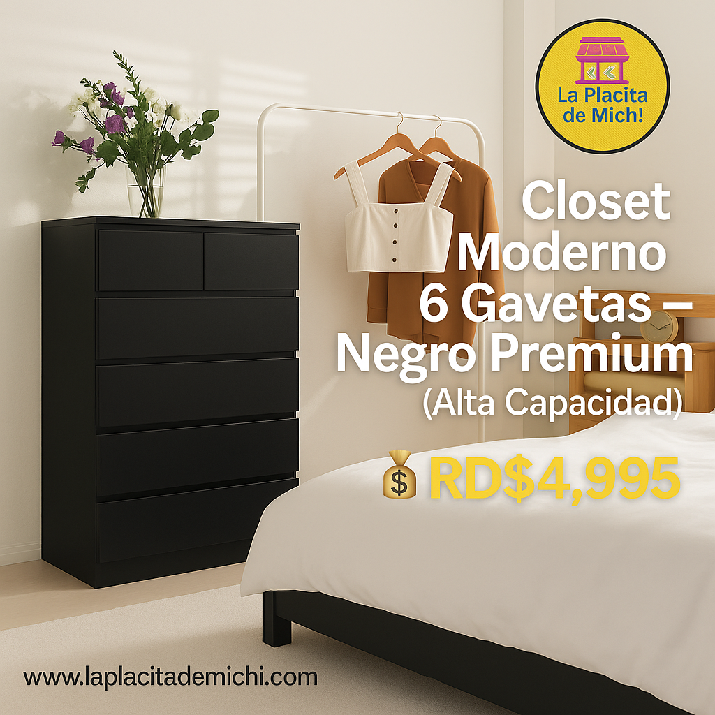 Closet Moderno 6 Gavetas – Negro Premium (Alta Capacidad) (Cod.250100-1)
💰RD$4,995