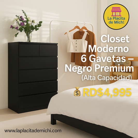 Closet Moderno 6 Gavetas – Negro Premium (Alta Capacidad) (Cod.250100-1)
💰RD$4,995