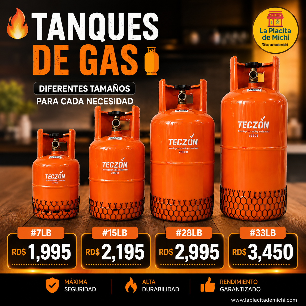 🔥⛽ TANQUES DE GAS – DIFERENTES TAMAÑOS PARA CADA NECESIDAD ⛽🔥

🔸 #7LB   💰RD$1,995 
🔸 #15LB 💰RD$2,195 
🔸 #28LB 💰RD$2,995
🔸 #33LB 💰RD$3,450