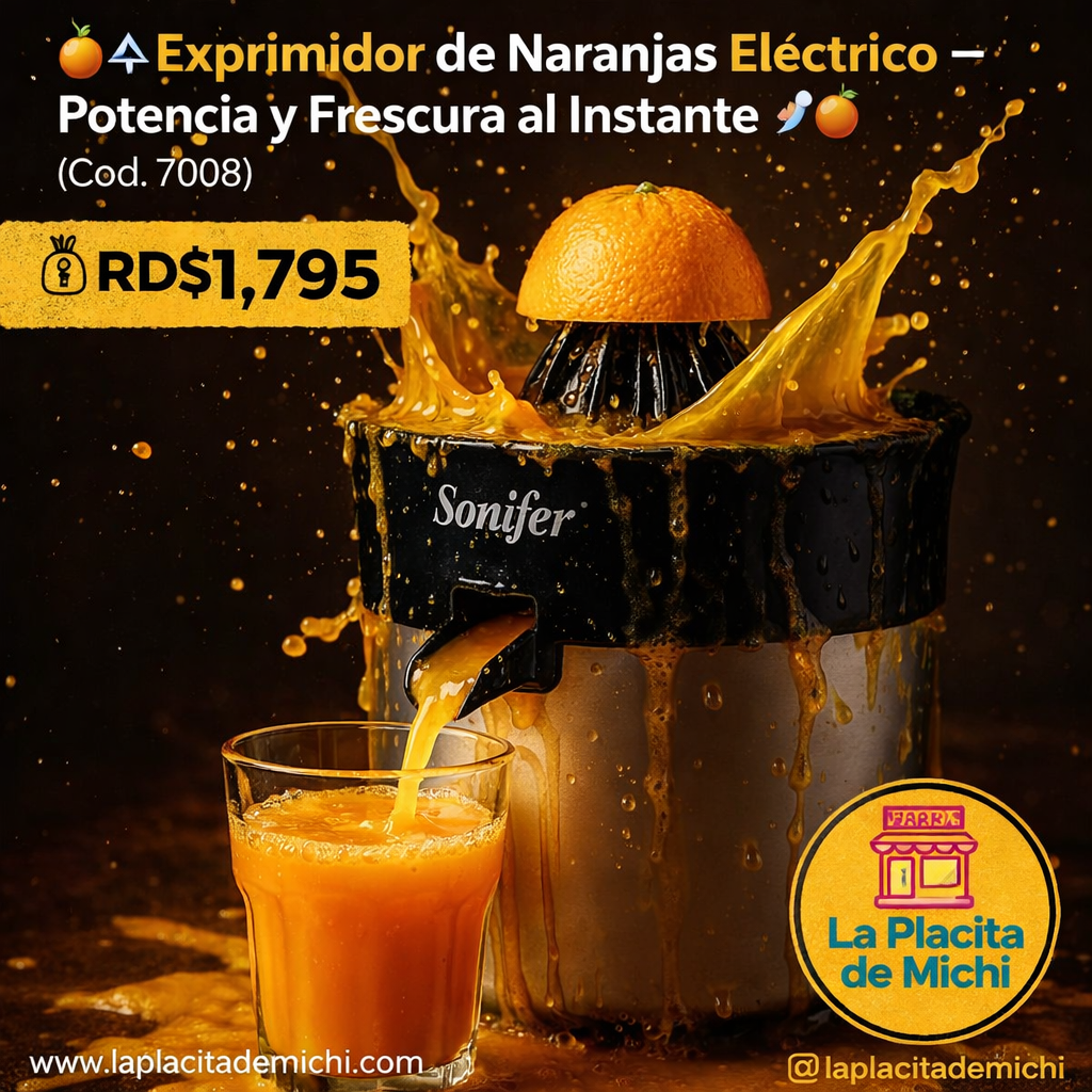 🍊⚡ Exprimidor de Naranjas Eléctrico – Potencia y Frescura al Instante ⚡🍊
(Cod. 7008)

💰 RD$1,795
