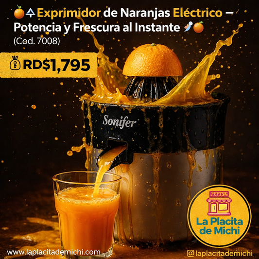🍊⚡ Exprimidor de Naranjas Eléctrico – Potencia y Frescura al Instante ⚡🍊
(Cod. 7008)

💰 RD$1,795