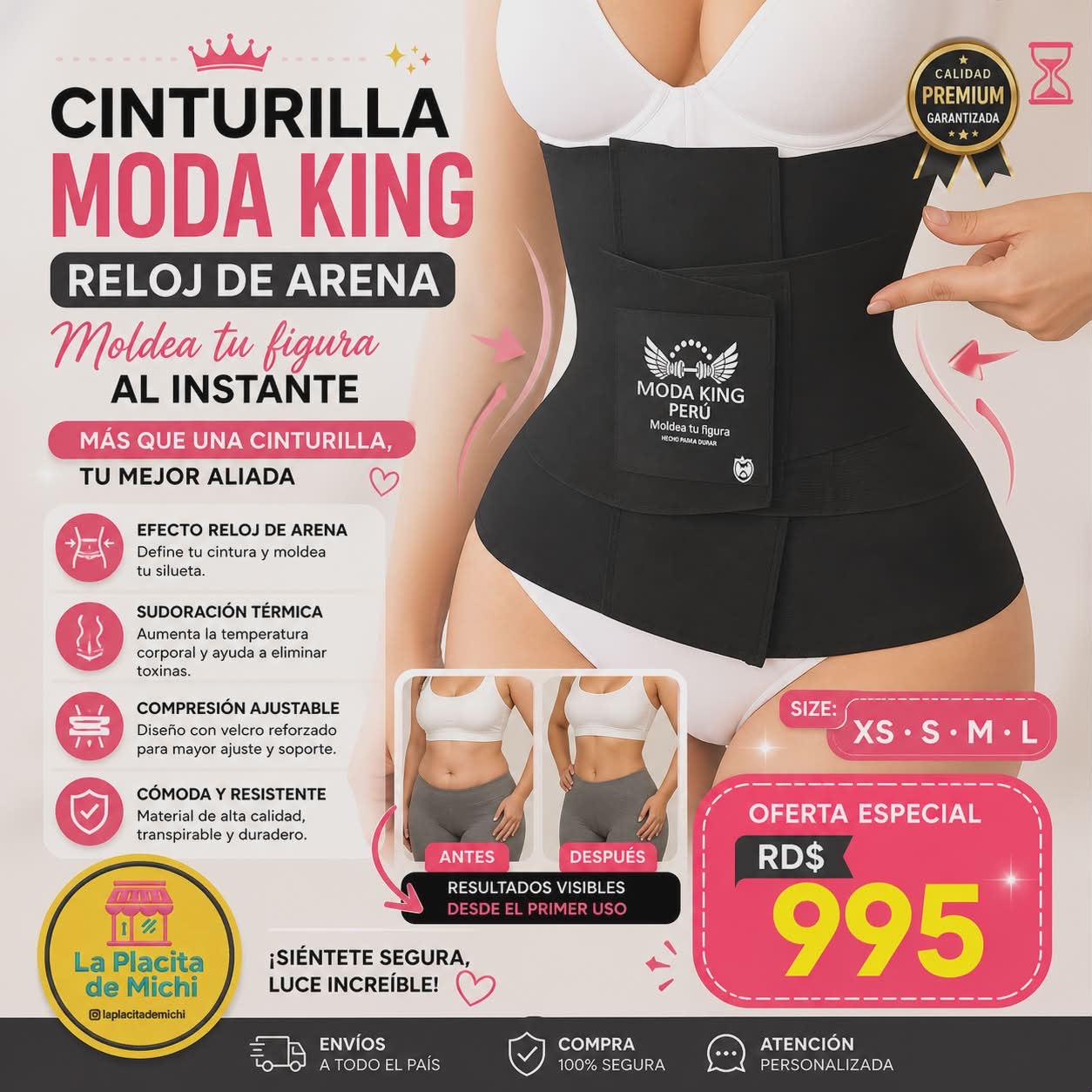 ✨🖤 CINTURILLA MODA KING  RELOJ DE ARENA – MOLDEA TU FIGURA AL INSTANTE 🖤✨

💰RD$995 

- Size: ( XS. S. M.  L)