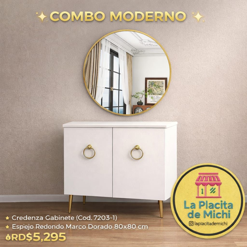 ✨ COMBO CREDENZA + ESPEJO DECORATIVO 80x80cm – ESTILO MODERNO QUE IMPACTA ✨
(Cod. 7203-1)

💰 RD$5,295