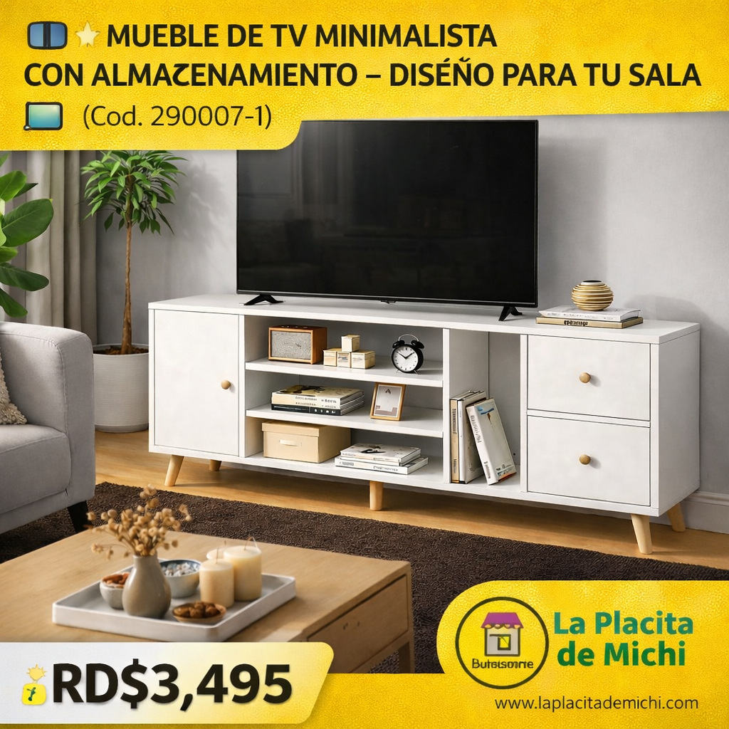 📺✨ MUEBLE DE TV MINIMALISTA CON ALMACENAMIENTO – DISEÑO MODERNO PARA TU SALA 120 CM ✨📺 (Cod. 290007-1)

💰RD$3,495