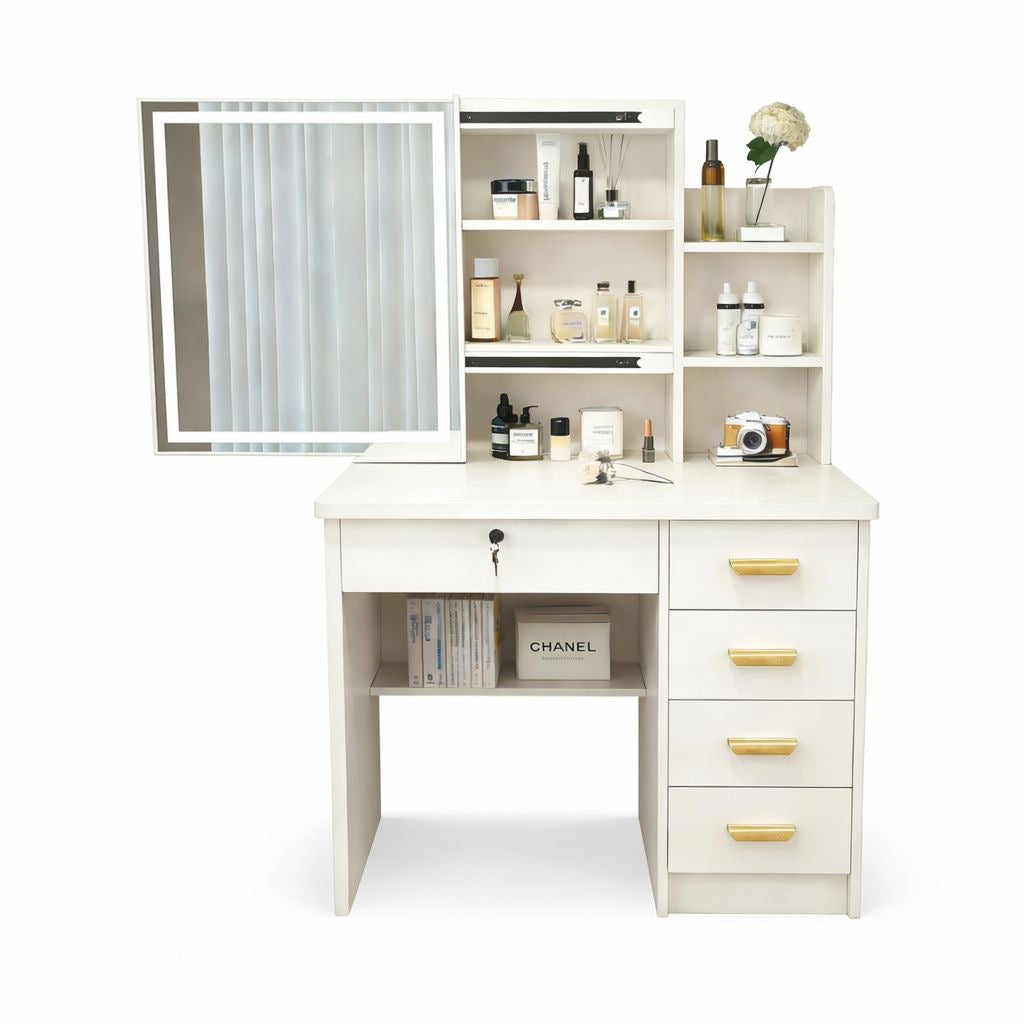 ✨ TOCADOR MODERNO CON ESPEJO Y ORGANIZADOR INTEGRADO ✨
(COD. 25123) BLANCO 

💰RD$5,495