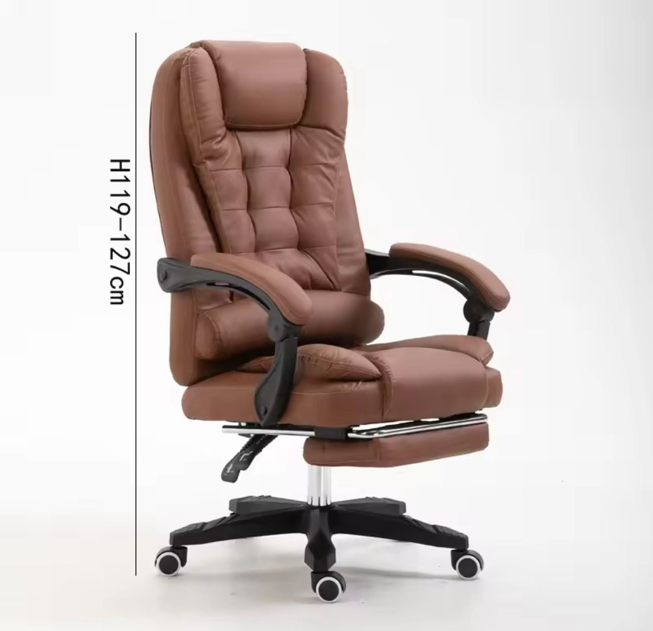 🟤 Silla Ejecutiva con Masajeador y Reposapiés (Color Marrón)