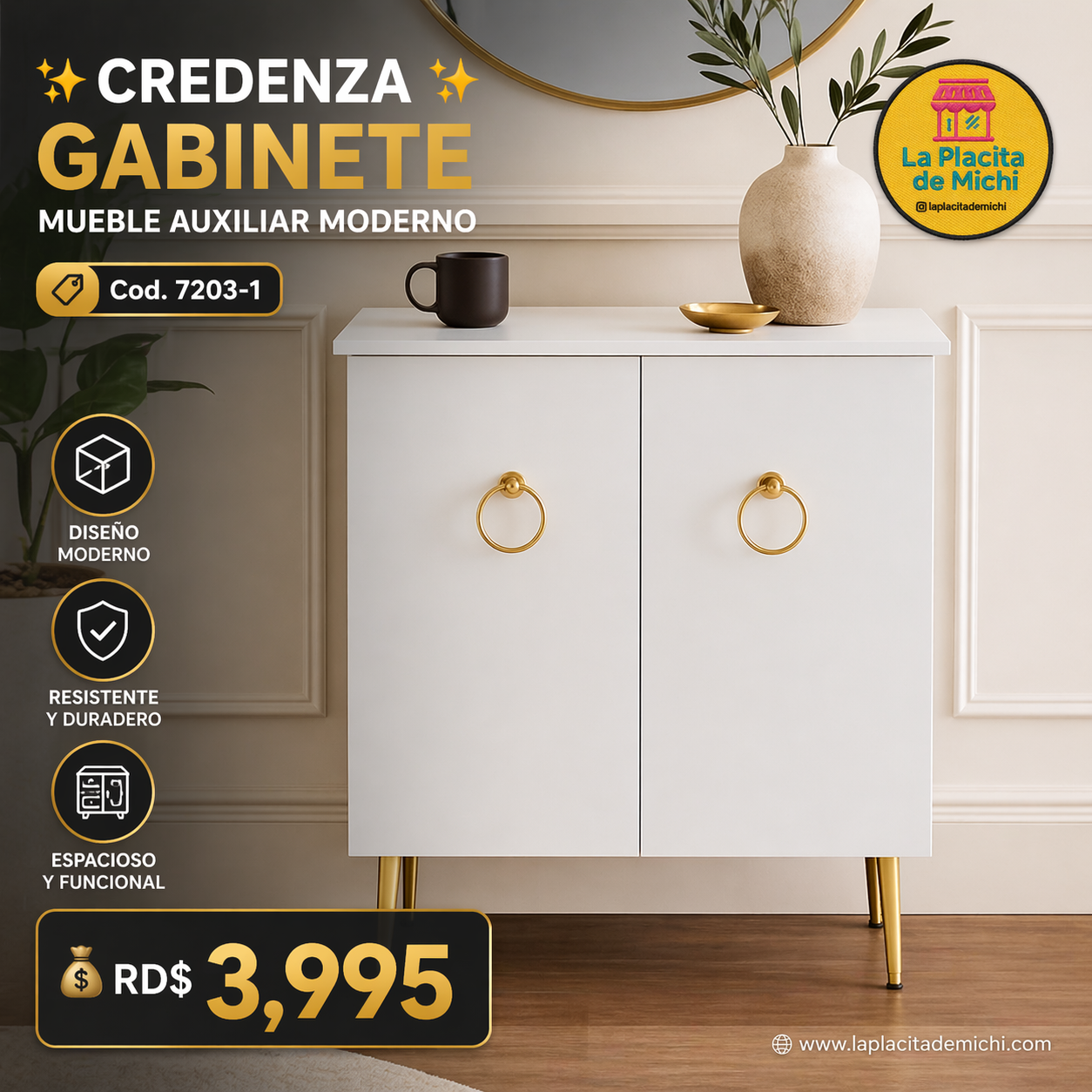 ✨ CREDENZA GABINETE DE 2 PUERTAS / MUEBLE AUXILIAR MODERNO ✨(Cod. 7203-1)

💰RD$3,995