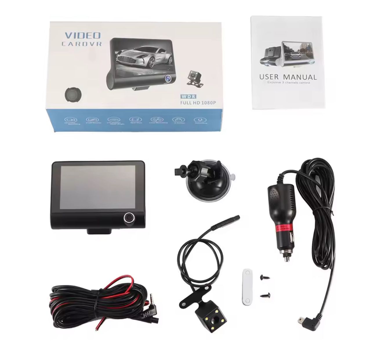 🚘📹 Cámara de Coche  de 3 Canales – Seguridad Total 24/7 (Cod.882)