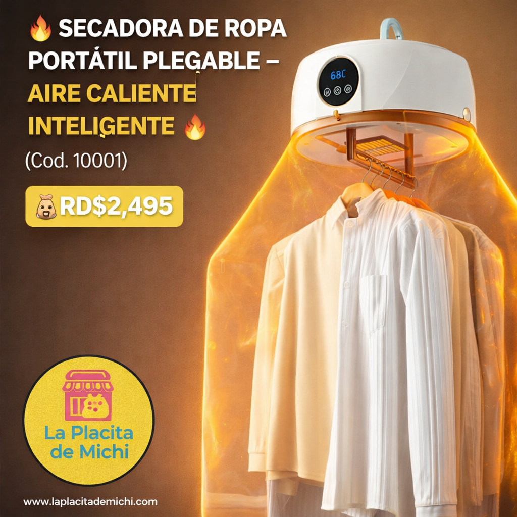 🔥 PLANCHA SECADORA DE ROPA PORTÁTIL PLEGABLE – AIRE CALIENTE INTELIGENTE 🔥 (Cod. 10001)

💰RD$2,495