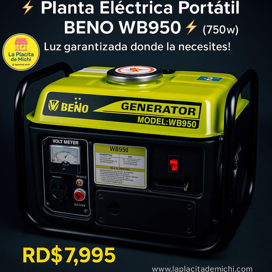 ⚡🔋 Planta Eléctrica Portátil BENO WB950 🔋⚡(750w)
¡Luz garantizada donde la necesites!

💰 RD$7,995
