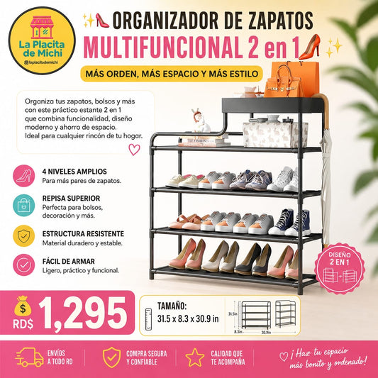 ✨👠 ORGANIZADOR DE ZAPATOS MULTIFUNCIONAL 2 en 1  – MÁS ORDEN, MÁS ESPACIO Y MÁS ESTILO 👠✨ (Cod. Ay.2039)

💰RD$1,295