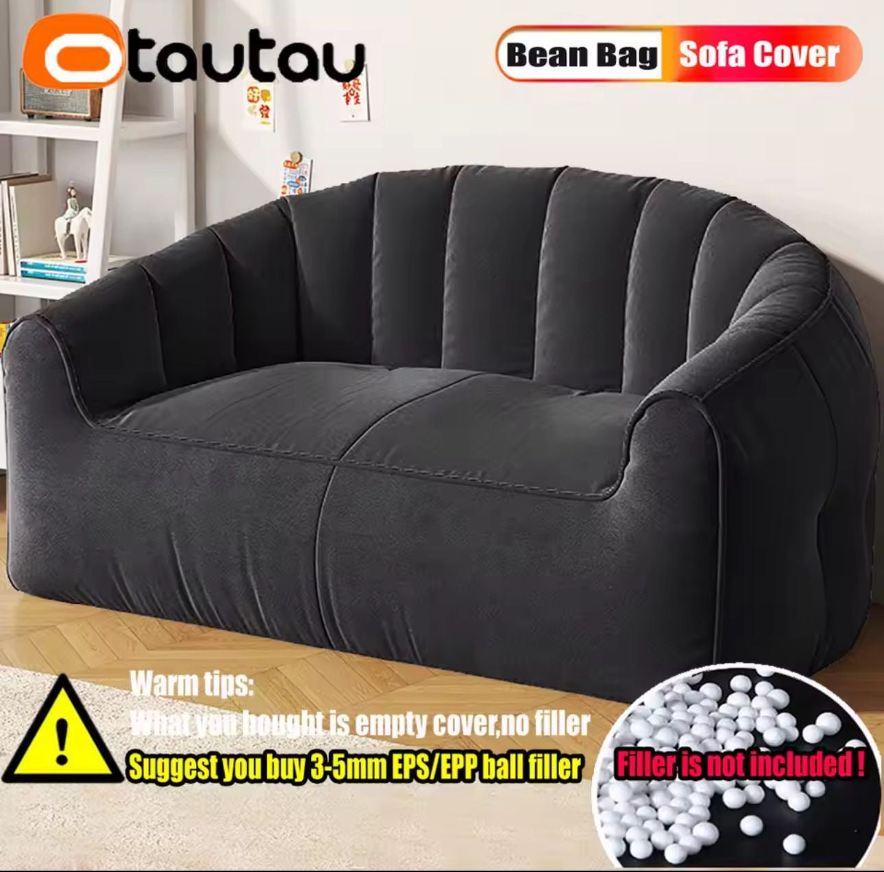 🛋️✨ Sofá Puff 2 Plazas de Algodón y Lino ✨🛋️ (Cod.1-1) (Empacado al Vacío)