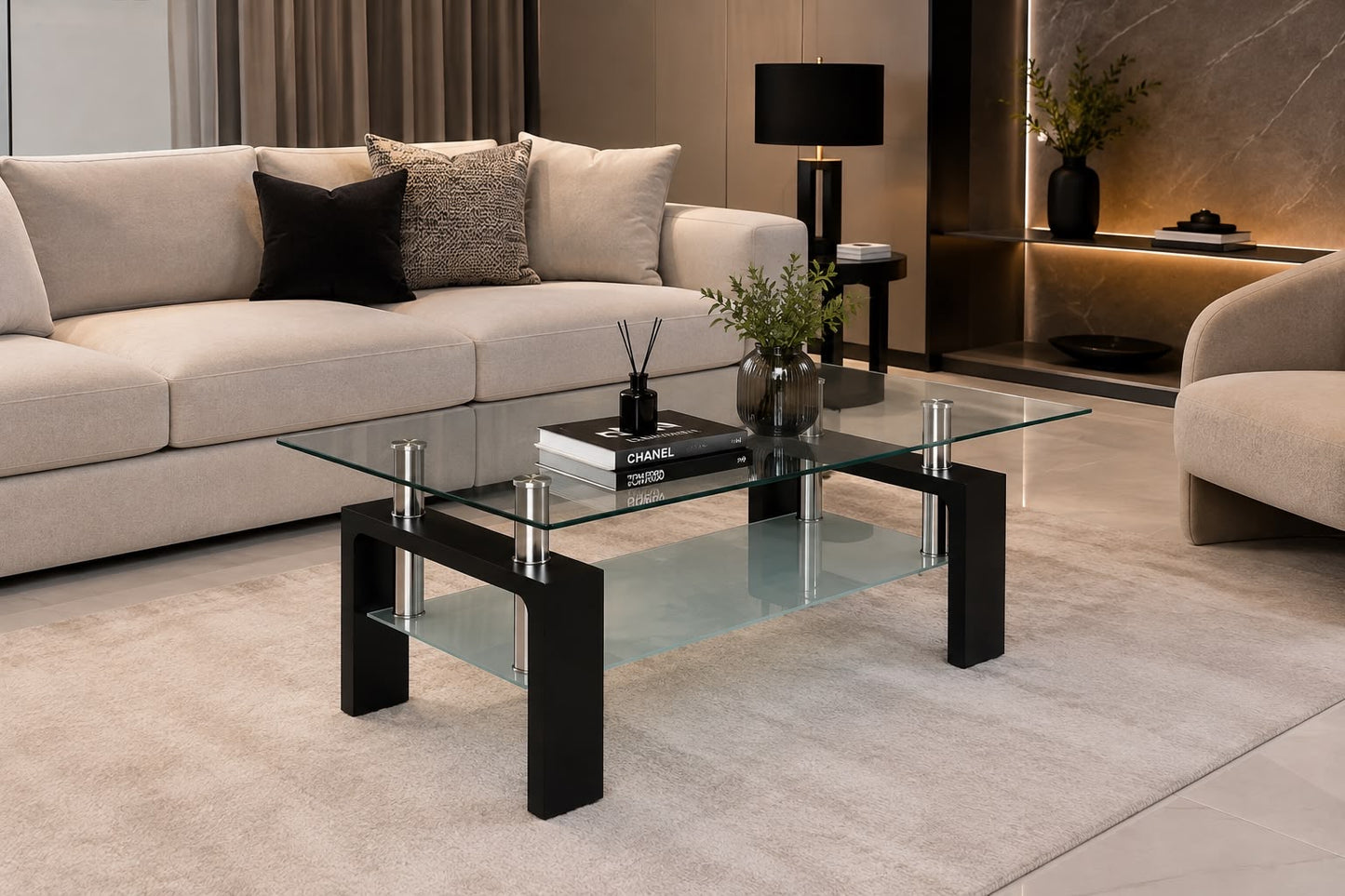 ✨ MESA DE CENTRO MODERNA EN CRISTAL – ELEGANCIA QUE TRANSFORMA TU ESPACIO 🖤 (Cod. 2512 Negro) 

💰RD$3,495 

📐 Medidas: 100 × 60 cm