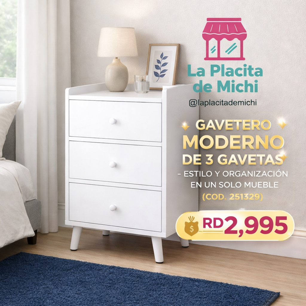 ✨ GAVETERO MODERNO DE 3 GAVETAS – ESTILO Y ORGANIZACIÓN EN UN SOLO MUEBLE ✨(COD. 251329)

💰RD$2,995