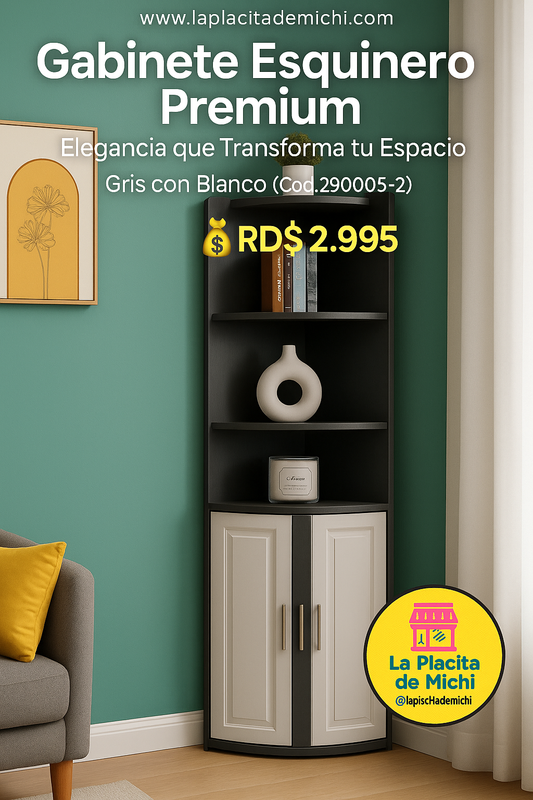 Gabinete Esquinero Premium – Elegancia que Transforma tu Espacio Gris con Blanco (Cod.290005-2)
💰RD$2,995