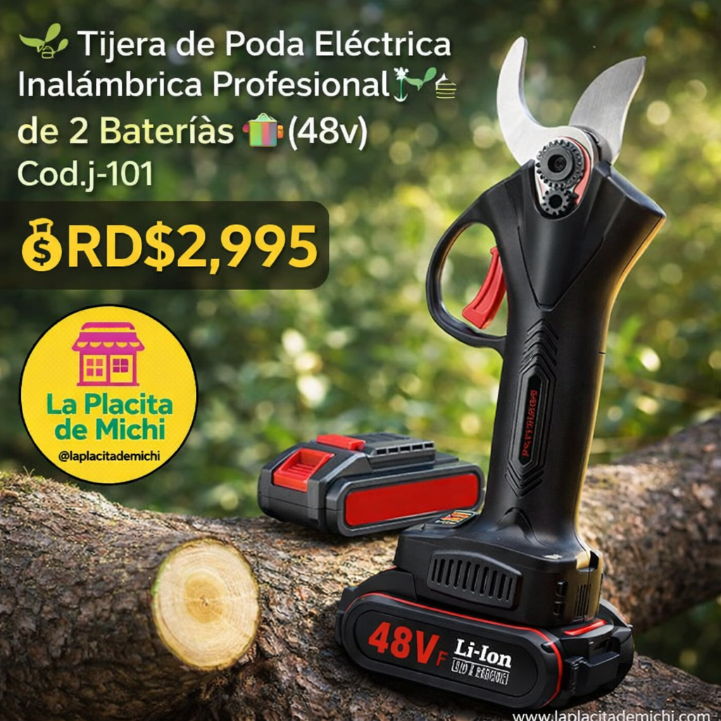 🌿✂️ Tijera de Poda Eléctrica Inalámbrica Profesional ✂️🌿 de 2 Baterías🔋(48v)  Cod.j-101

💰RD$2,995