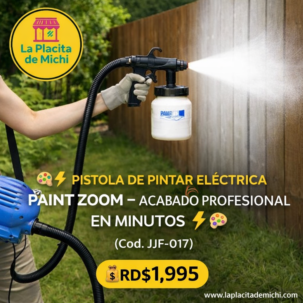 🎨⚡ PISTOLA DE PINTAR ELÉCTRICA PAINT ZOOM – ACABADO PROFESIONAL EN MINUTOS ⚡🎨 (Cod. JJF-017)

💰RD$1,995
