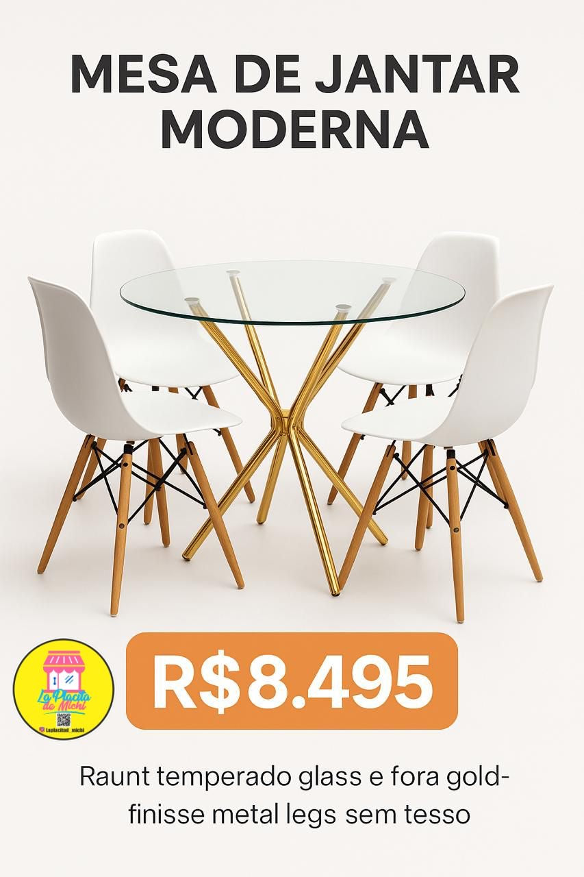 Mesa Redonda de Vidrio + 4 Sillas
(Cod.012-3 +Cod.081.1)