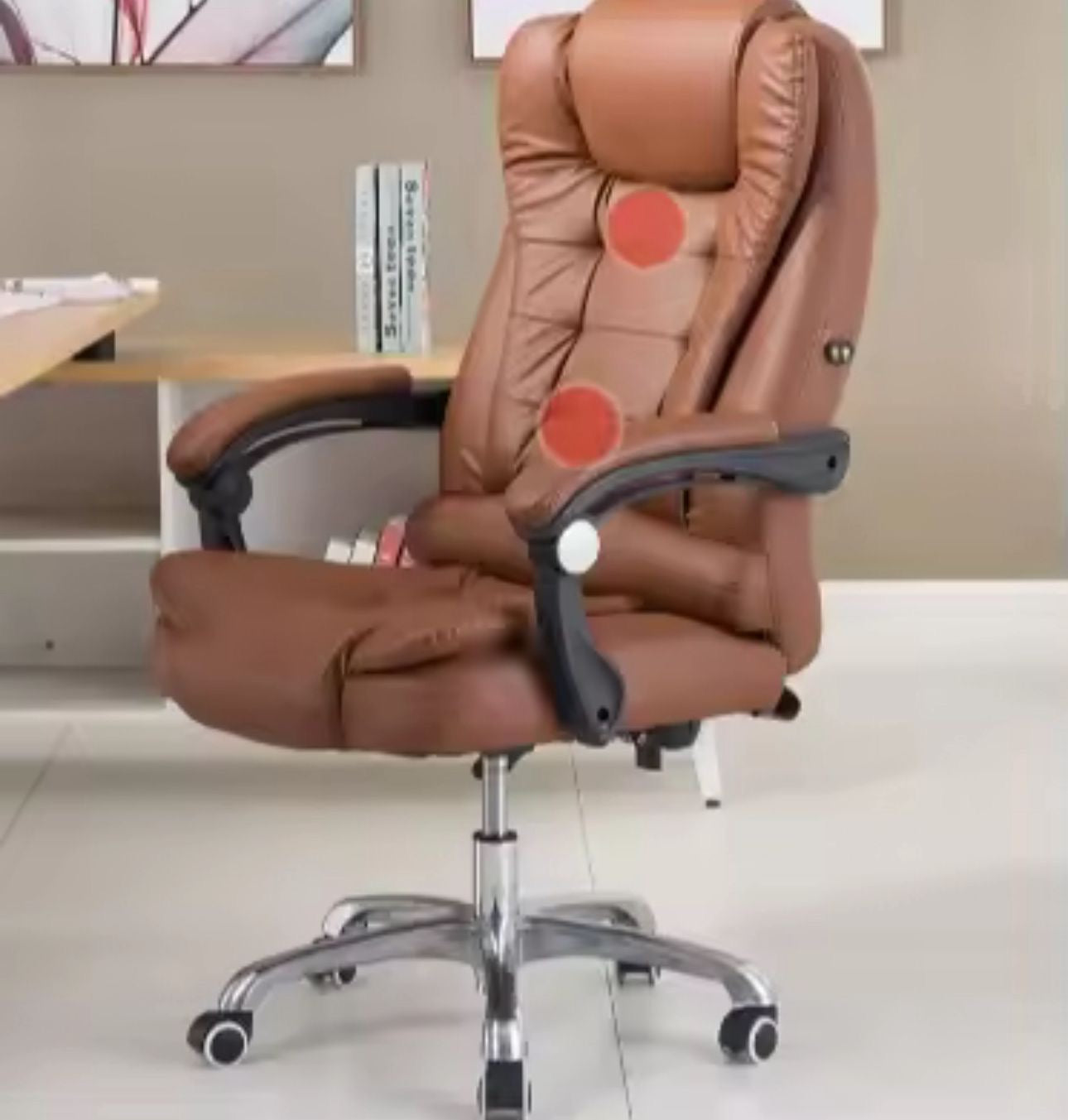 🟤 Silla Ejecutiva con Masajeador y Reposapiés (Color Marrón)