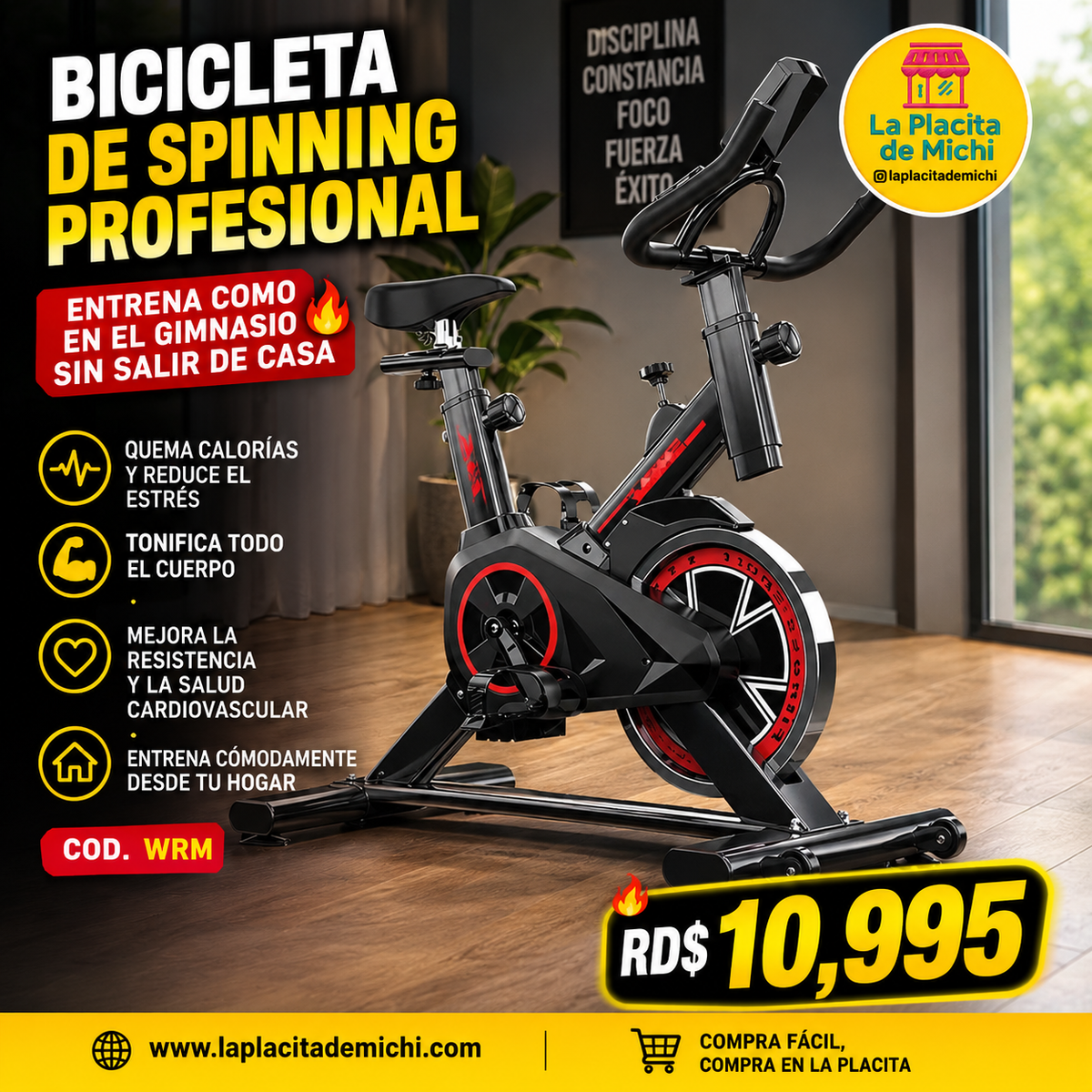 🚴‍♂️🔥 BICICLETA DE SPINNING PROFESIONAL – ENTRENA COMO EN EL GIMNASIO SIN SALIR DE CASA 🔥🚴‍♀️

🆔 Cod. WRM

💰 RD$10,995