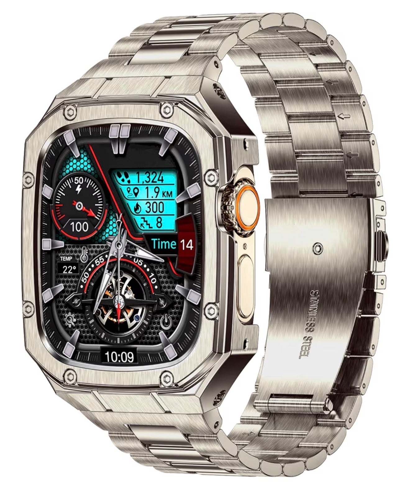 Correa de Acero Inoxidable con Estuche Metálico integrado para Apple Watch Ultra (49 mm)

💰RD$2,495
