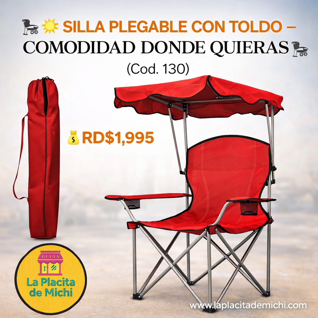 🪑🌞 SILLA PLEGABLE CON TOLDO – COMODIDAD DONDE QUIERAS 🌞🪑 (Cod. 130)

💰RD$1,995 

Disfruta tus días al aire libre con esta silla plegable con techo protector, ideal para playa, camping, patio, picnic o eventos. Diseñada para ofrecer comodidad, sombra