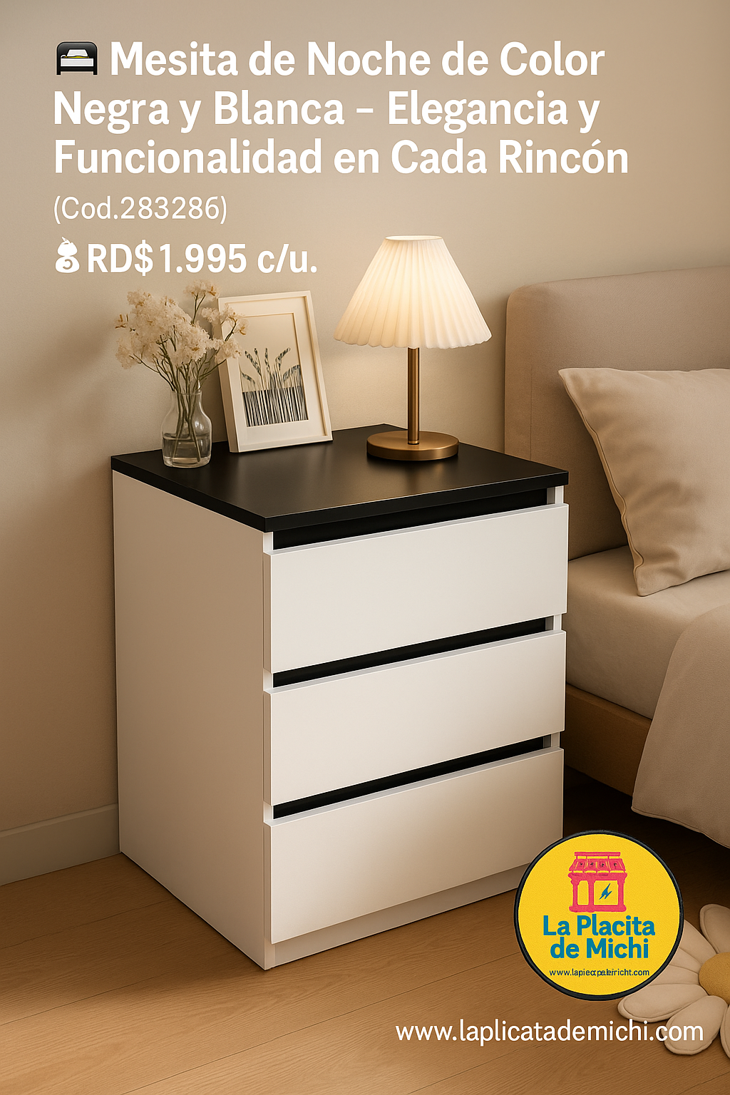 🛏️ Mesita de Noche de Color Negra y Blanca – Elegancia y Funcionalidad en Cada Rincón
(Cod.283286) (32x30x59cm)

💰RD$1,995 c/u.