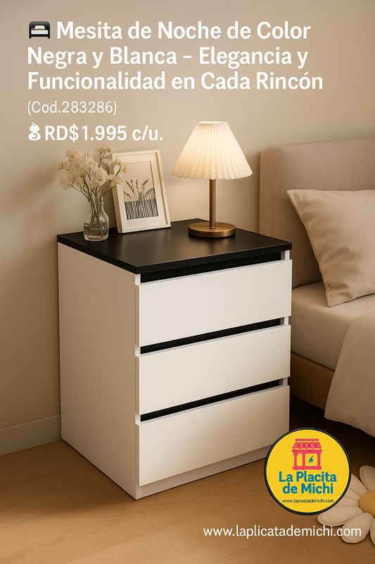 🛏️ Mesita de Noche de Color Negra y Blanca – Elegancia y Funcionalidad en Cada Rincón
(Cod.283286) (32x30x59cm)

💰RD$1,995 c/u.