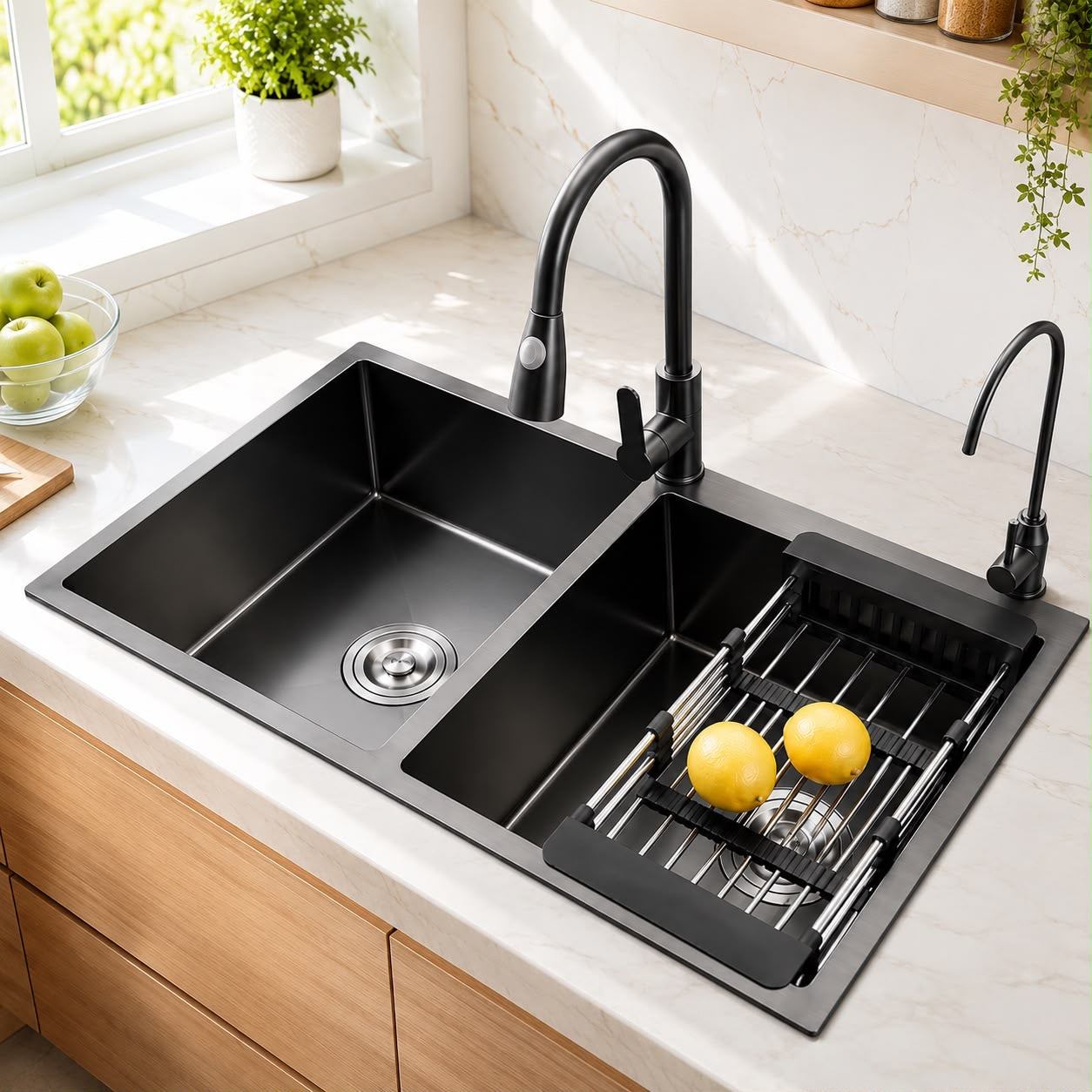 🖤✨ FREGADERO O LAVABO DE COCINA DOBLE CON ACCESORIOS – NEGRO GRAFITO PREMIUM ✨🖤

📌 Cod. SC602

💰 RD$5,795