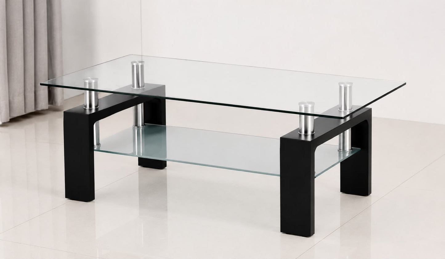 ✨ MESA DE CENTRO MODERNA EN CRISTAL – ELEGANCIA QUE TRANSFORMA TU ESPACIO 🖤 (Cod. 2512 Negro) 

💰RD$3,495 

📐 Medidas: 100 × 60 cm
