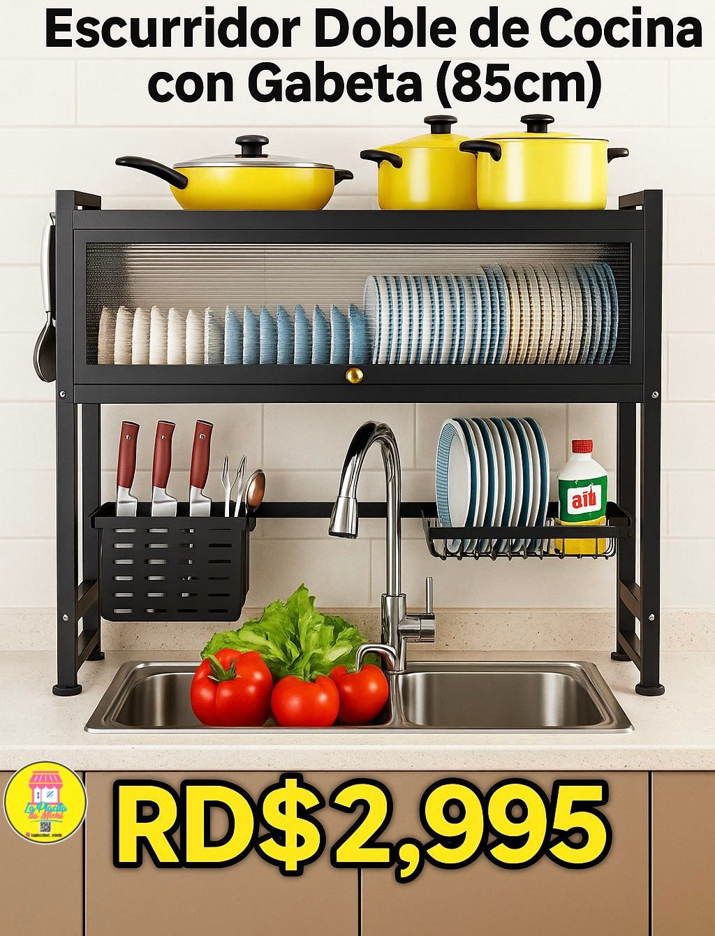Escurridor Boble de Cocina con Gabeta (85cm)